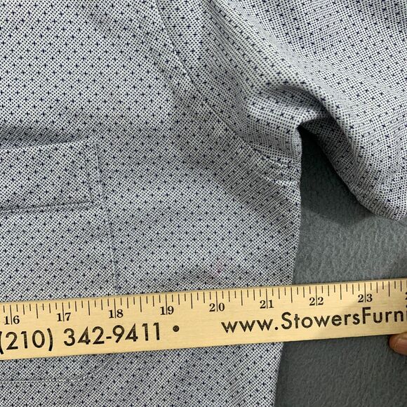 Peter Millar Button Up Mens Large Gray Shirt Blue Polka Dots Short Sleeves - Picture 11 of 13